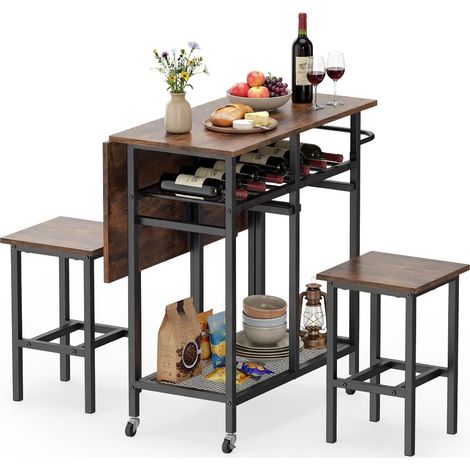 COSTWAY Tavolo da Pranzo Pieghevole 3 Pezzi Salvaspazio Estendibile (1/5)