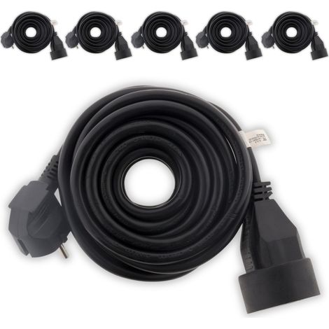 Zenitech – Lot de 6 prolongateurs 16A 2P+T HO5VV-F 3G1,5mm² – Câble robuste 5m – Prise mâle et femelle avec terre – Conforme normes CE