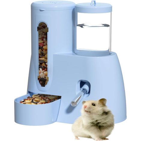 Distributeur D'eau Automatique Pour Hamster - Distributeur 2-en-1 Eau Et Nourriture - Réservoir 125 Ml + Compartiment 300 Ml - PP/PET - 1 Pièce (1/5)