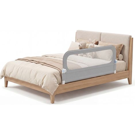 Folding Baby Bed Rail, 120cm Adjustable Bed Rail with Removable Oxford Cloth Cover & Sturdy U-Shaped Base, Grey (1/5)
