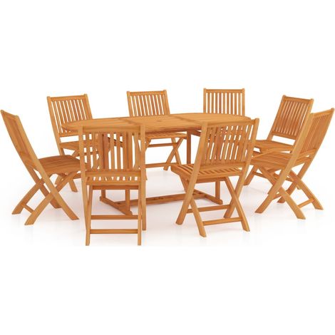 Set da pranzo da giardino mobili da esterno 9 pezzi legno massello di teak 020014082