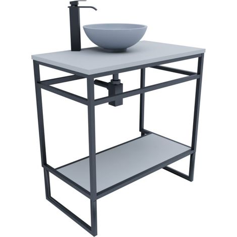 Meuble salle de bain avec vasque à poser STRUCTURA 80 cm- Gris (1/5)