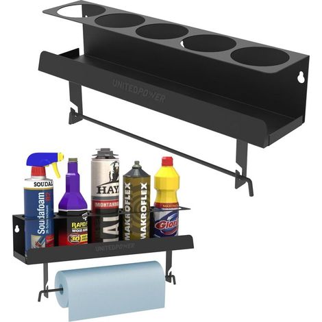 aérosols/porte-serviettes en papier, support de rangement pour bouteilles de peinture, étagère murale en acier, organisateur d'outils pour garage, espace de travail artisanal et maison (1/5)