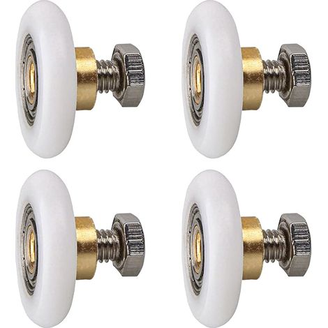 Qikuver Rullo per porta doccia, Ruota per porta doccia, Rulli per porta scorrevole, Ruota di ricambio per porta, 4 pezzi (20 mm) (1/5)