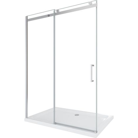 Puerta de ducha de vidrio de 8 mm para instalación en nicho. Altura 190 cm. Instalación reversible cm 150 (ajustable 148-150,5)