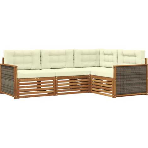 vidaXL Outdoor Sofa Set 4 pcs Natural and Cream