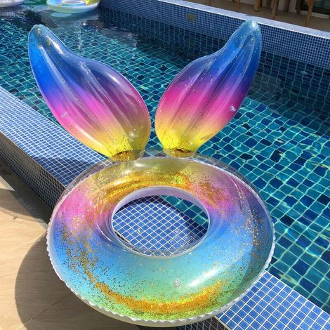 Galleggiante da nuoto a forma di sirena con coda, giocattolo per sport acquatici per le vacanze estive al mare. (1/3)