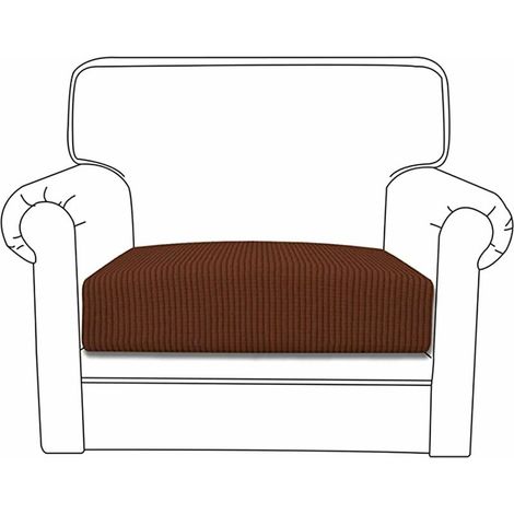 Stretch Cushion Cover Jacquard Sofa Cushion Couch Seat Cover Couch Cover Furniture Protector Dustproof (1-Seater, Dark Brown) (1/4)