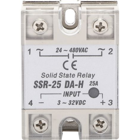 Relais statique SSR-25A DA 25A, interrupteur sans contact DC AC, plaque de dissipation en aluminium incluse (1/5)