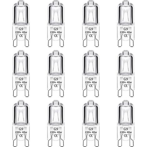 Lot de 12 Ampoule Halogène G9 40W 230V Dimmable 0-100%, 480LM, Blanc Chaud 2700K, G9 Bi-Pin Base Halogène Lampe, Sans Scintillement, pour Four, Lustres, Lampes de Paysage, Éclairage d'armoire (1/5)