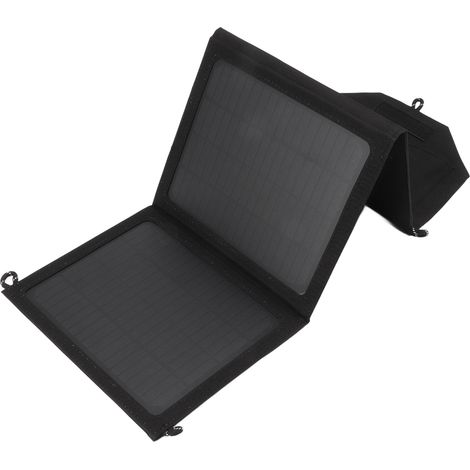 Panneau solaire monocristallin 30W, emballage pliable en 3 parties, deux batteries USB, camping, randonnée, voiture, noir. (1/5)