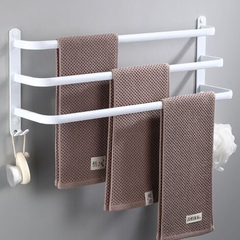 Porte-serviette Salle de Bain,Barres Porte Serviettes Mural blanc (1/3)