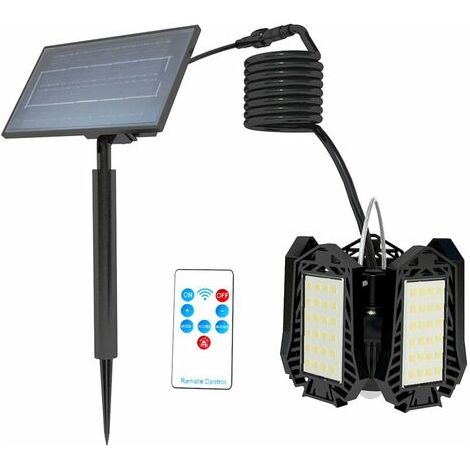 Lampe solaire pliable à suspendre pour garage, avec télécommande, 5 pales et 60 LED, idéale pour l'intérieur et l'extérieur.-AquaForge (1/5)