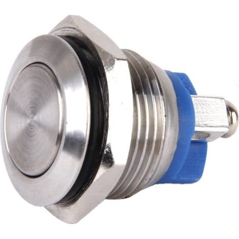 16mm Momentary Push Button Horn Switch for Doorbell Boat Car Waterproof Metal (Silver) (1/5)