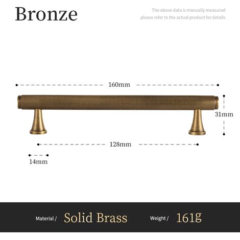 Poignées de placard Santaya en laiton massif antique, motif moleté en croix, couleur bronze, entraxe 320 mm, longueur 320 mm. (Entraxe : 128 mm) (1/5)