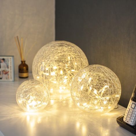 Lot de 3 Boules de Verre LED à Piles, Dcoration de balcon et jardin exterieur (1/5)