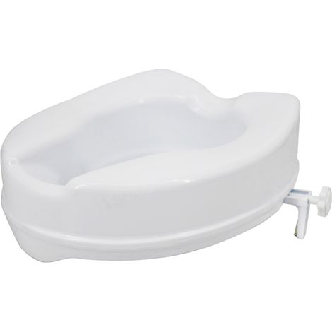 Rehausseur de toilette robuste 136 kg (300 lb) avec pinces de serrage, compatible avec la plupart des toilettes allongées (blanc, 10 cm [4 pouces]). (1/2)