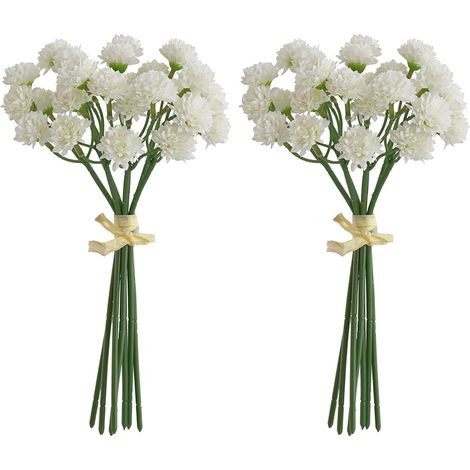 2 Bouquets Faux Pivoines Blanc 11.8in, 28 Têtes Fleurs Artificielles Soie avec Tiges pour Mariage Decoration Florale (1/3)