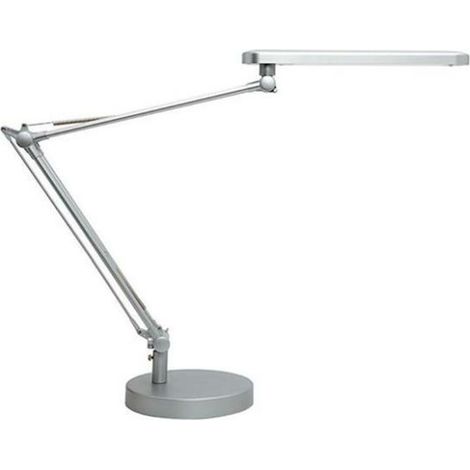Unilux, Lámpara de Escritorio LED Mambo, Doble Brazo con Triple Articulación, Color Gris Metalizado (1/2)