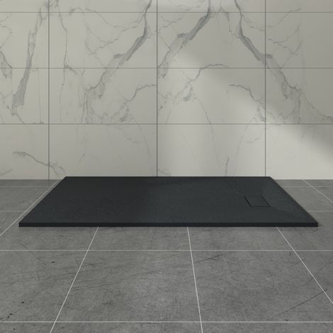 Aquariss SMC Slate Effect Shower Enclosure Tray 1600x900mm Rectangular Wetroom Shower Base Black (1/5)
