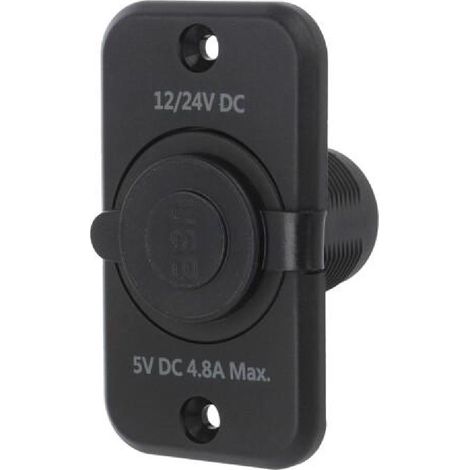 Alimentation automobile- USB A femelle x2- Tens.alim- 12-24VDC - Noir