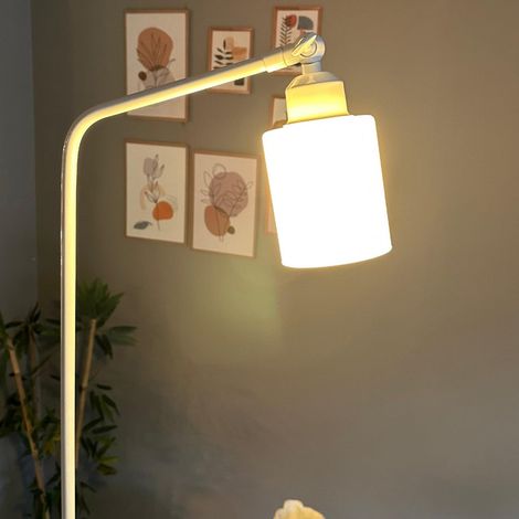 Lampadaire Alven Métal Moderne E27 Largeur 30 cm Abat-jour Réglable Tablette Variateur (1/5)