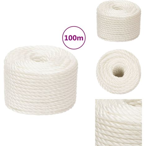 Corde de travail Blanc 10 mm 100 m polypropylène - Corde De Travail - Corde En Polypropylène - Corde Blanche - Corde Épaisse - Corde Résistante (1/5)