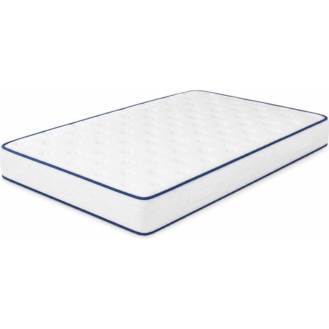 Matelas 140x200 cm, Fermeté H3, 7 Zones Orthopédiques, Ressorts Ensachés et Mousse Mémoire de Forme, Hauteur 21 cm, Blanc (1/5)