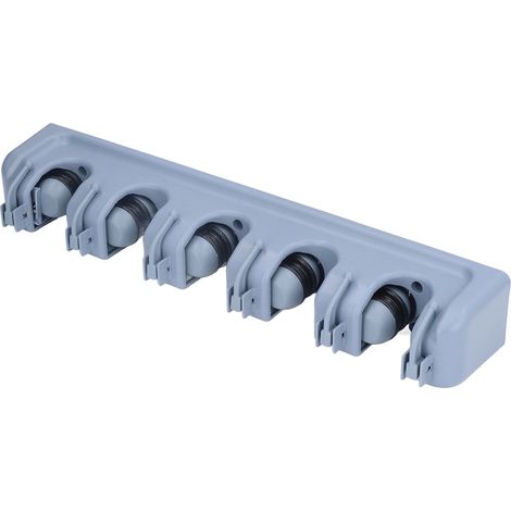 Multifunktionaler, wandmontierter Besen- und Mopphalter, platzsparend, ideal für Küche, Bad, Garten oder Garage. (1/5)