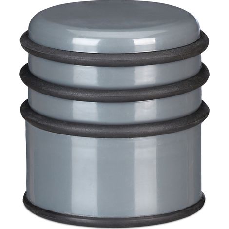10x Fermaporta a Pavimento, Pesante, Blocca Porte e Finestre, ∅ 7 cm, 3 Anelli in Gomma, Grigio Scuro