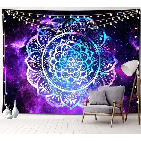 Tapisserie de mandala, tapisserie de galaxie, tapisserie d'astronaute pour enfant homme femme chambre décoration murale tapisserie pour la décoration de la chambre (Mandala, 200CM150CM) (1/4)