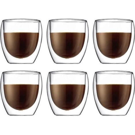 Set de 6 Verres Double Paroi espresso /Tasses à café Double paroi, Tasse Expresso Originale - 8 cl. (1/4)