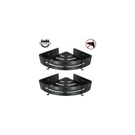 Eckduschablage, Badezimmerregal ohne Bohren, Duschkorb, wandmontierte Duschablage aus Aluminium, zweiteilige Aufbewahrungsbox, schwarz - Crezuo