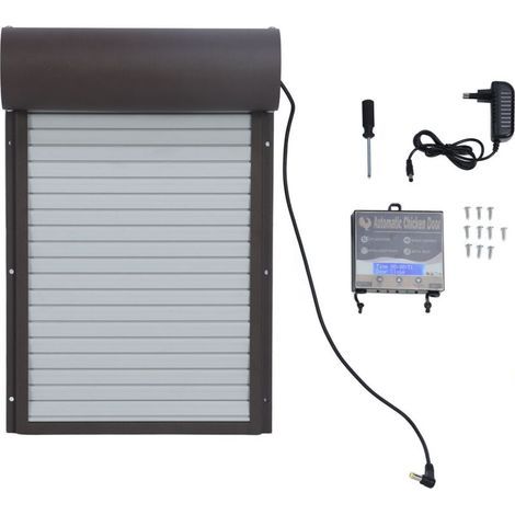Ouvre-porte automatique de poulailler à piles, avec minuterie pour canard d'oie, prise ue marron 100-240V (1/5)