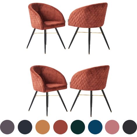 Set of 4 Vittorio Modern Velvet Dining Chairs - Ergonomic Curved back with Metal Legs - Armchair for Dining Room Kitchen Living Room - Wine (1/5)