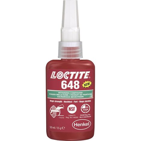 Colle de fixation très haute résistance Loctite 648 – Pour assemblages cylindriques – Applications haute température – Résiste aux chocs et vibrations