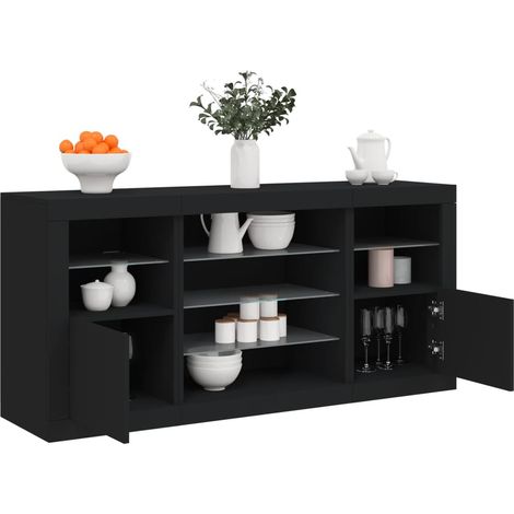 Sideboard mit LED-Leuchten Schwarz 142,5x37x67 cm