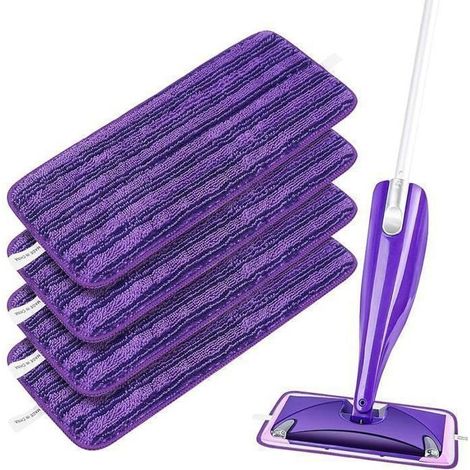 4 Remplacement Lingettes Reutilisable Lavables pour Balais Swiffer WetJet Spray en Microfibre VIOLET-4PCS SERPILLERE (1/4)