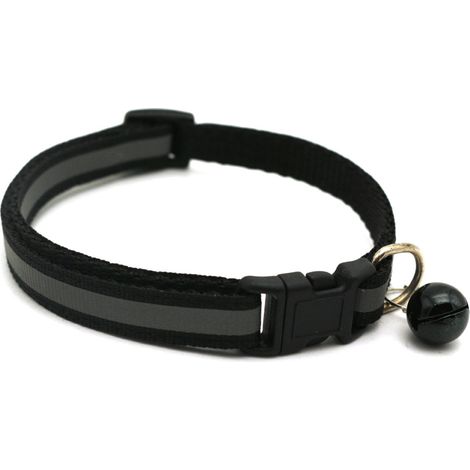 Collier anti - chat réglable réfléchissant avec pendentif, cloche d'adresse anti - perte et bouton de sécurité pour un animal de compagnie noir et multicolore mignon