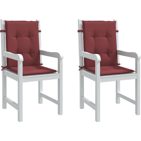 vidaXL Cojines para silla respaldo bajo 2 ud tela rojo tinto melange (1/5)