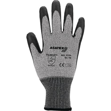 Guantes de protección contra cortes talla 9 gris HDPE / Nyl. / EL / fibra de vidrio con PU EN388 Cat.II 10PA (Por 10)