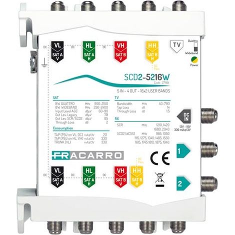 Multiswitch Fracarro SCD2-5216W 5 Ingressi e WB 2 uscite 271184