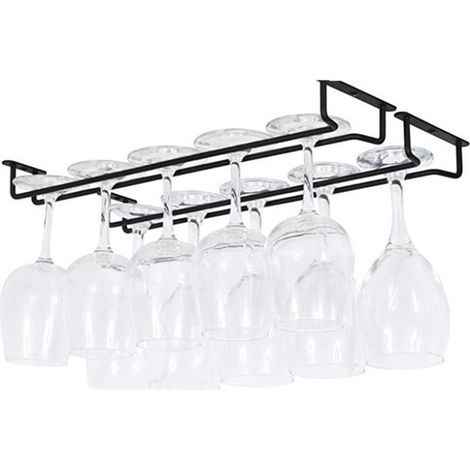 Portabicchieri da vino da montare sotto il pensile (40 cm), portabicchieri in metallo a fila singola, portabicchieri da appendere per cucina, bar e soggiorno (1/4)
