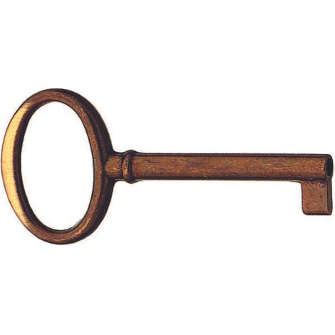 Chiavi per mobili mod.33706 in ottone patinato pulito testa foume' - mm.70x34 lunghezza gambo mm.42