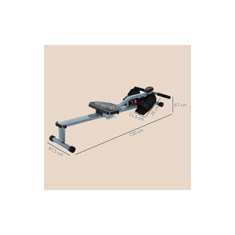 Rameur 130x47,5x67 cm en acier gris, LCD, réglage résistance pour home gym FloraGrace (1/5)
