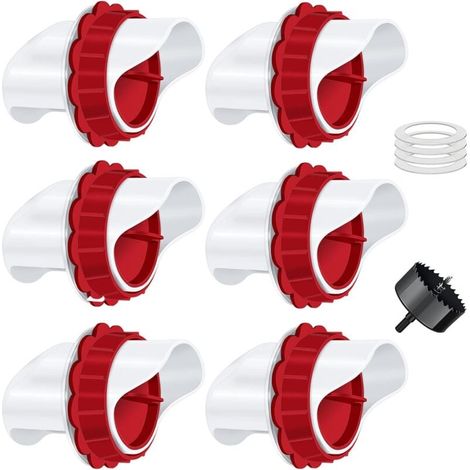 Comedero automático para pollos, kit de 6 puertos para aves de corral por gravedad (para cubos, barriles y tinas) (1/4)
