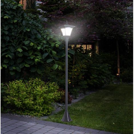 Farol solar de jardín LED 15 x 15 x 120 cm negro IP44 con sensor crepuscular HAVRYA (1/5)