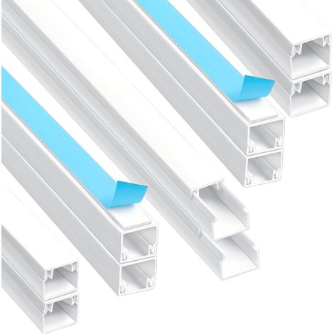 Goulotte de câble autocollante blanche de 4 m pour cacher les câbles d'alimentation, les câbles TV et les câbles de haut-parleurs, goulotte de câble en PVC murale, 10 x 0,4 m, 12 x 12 mm (1/5)