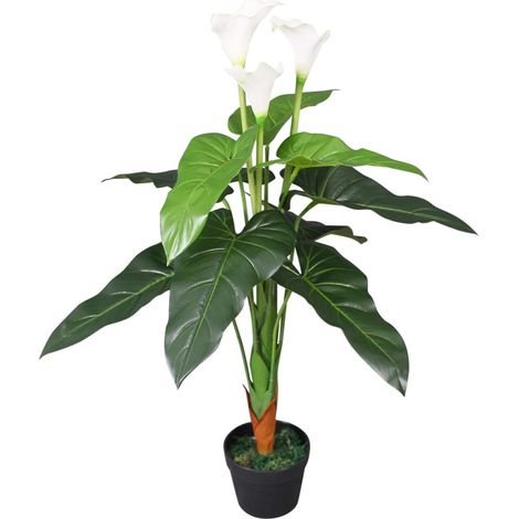 Künstliche Calla-Lilie mit Topf 85 cm Weiß