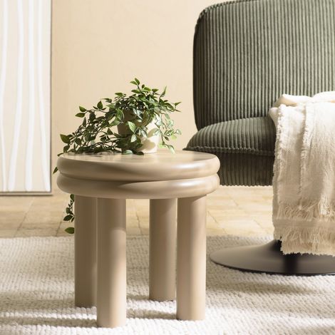 AGATHE - Table d'appoint ronde en bois peint taupe D40cm (1/5)